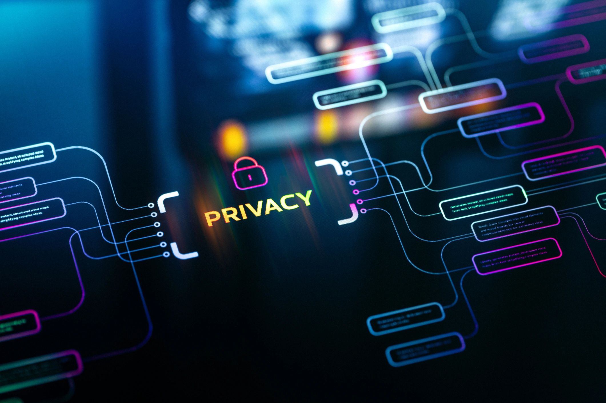 Pantalla digital con concepto de privacidad y seguridad en internet